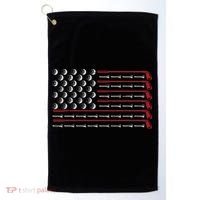 Retro American Flag Golf Gift for Golfer Funny Golf Club Golf Towel thumb 0