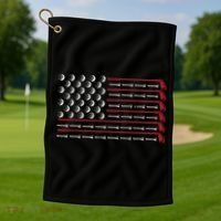 Retro American Flag Golf Gift for Golfer Funny Golf Club Golf Towel thumb 1