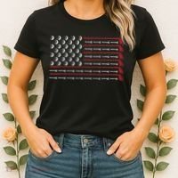 Retro American Flag Golf Gift for Golfer Funny Golf Club Women's T-Shirt thumb 2