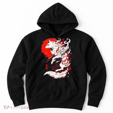 Retro Animal Funny Fox Vintage Okami Basic Japan Style Gift Hoodie
