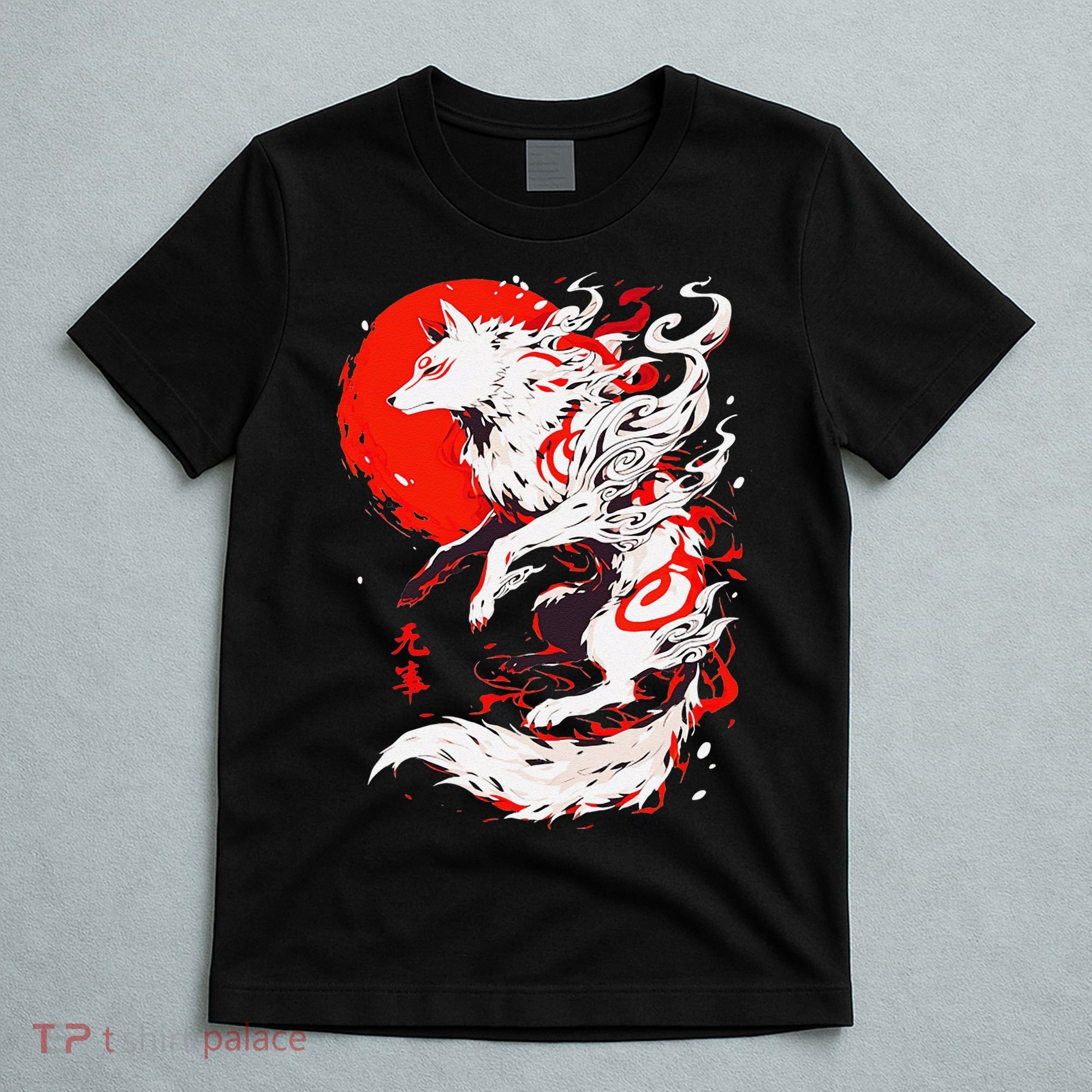 Retro Animal Funny Fox Vintage Okami Basic Japan Style Gift T-Shirt