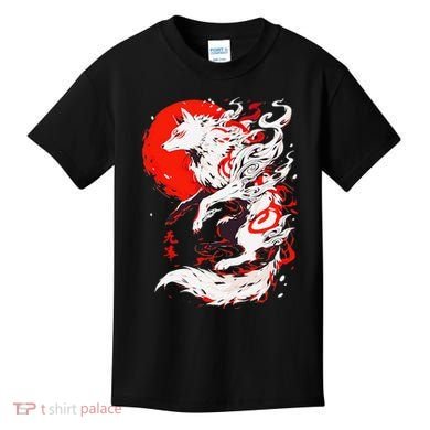 Retro Animal Funny Fox Vintage Okami Basic Japan Style Gift Kids T-Shirt