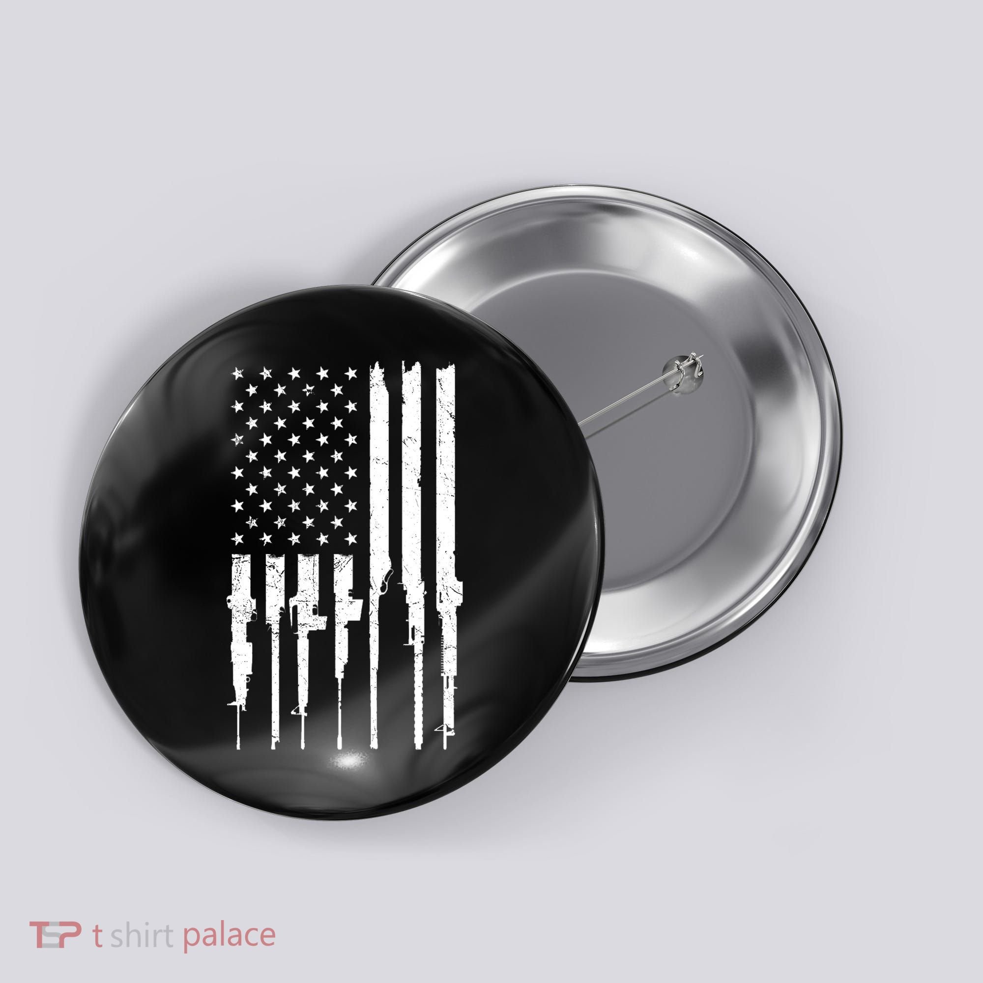 Rifle American Flag Button