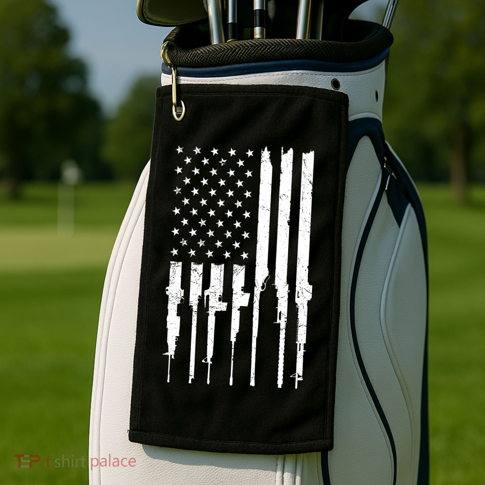 Rifle American Flag Golf Towel