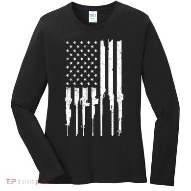 Rifle American Flag Women's Long Sleeve Shirt