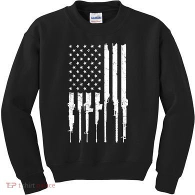 Rifle American Flag Kids Sweatshirt