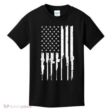 Rifle American Flag Kids T-Shirt