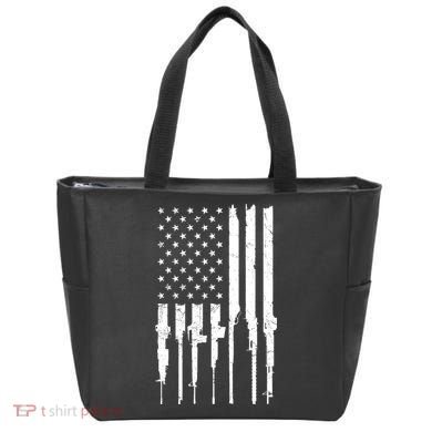 Rifle American Flag Tote Bag