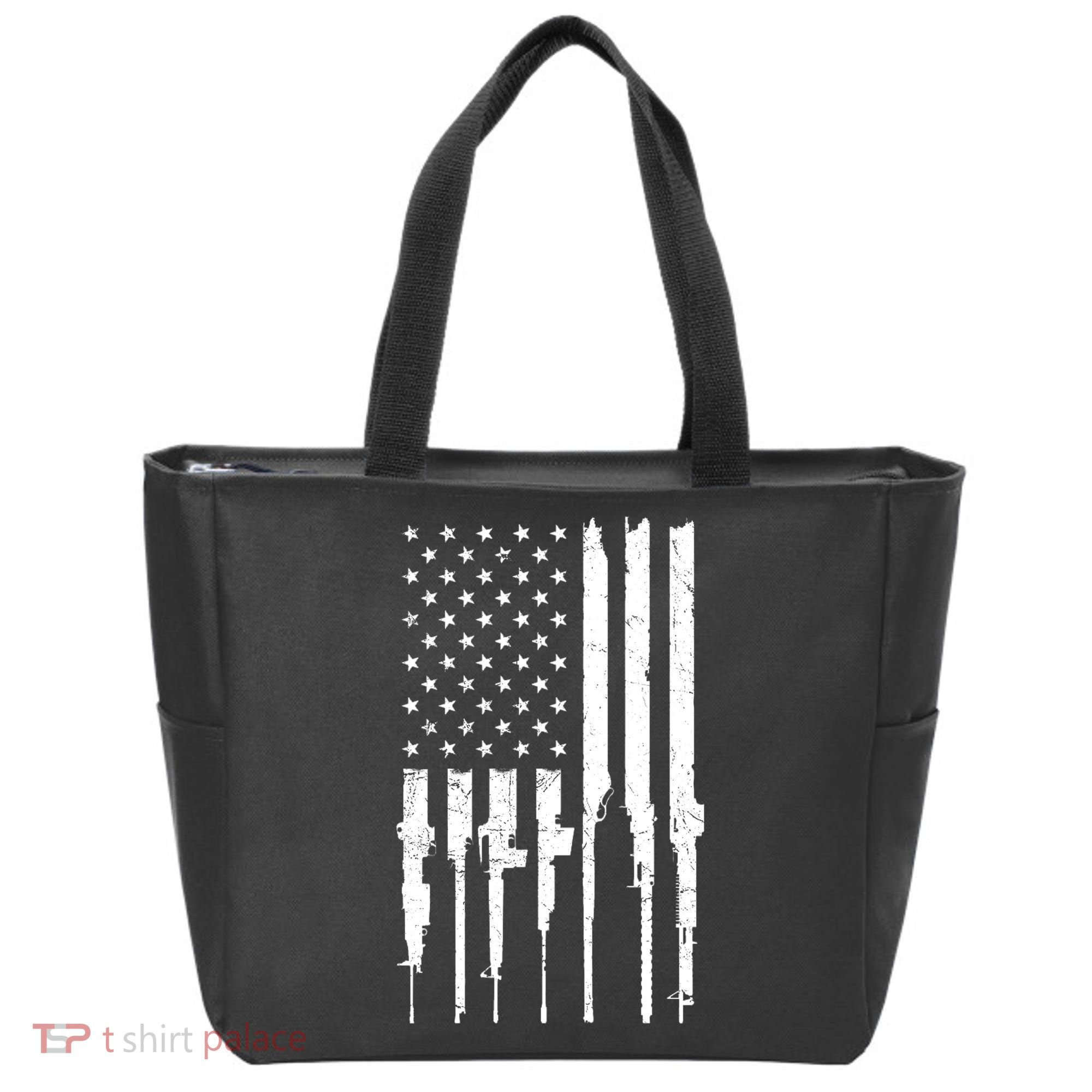 Rifle American Flag Tote Bag
