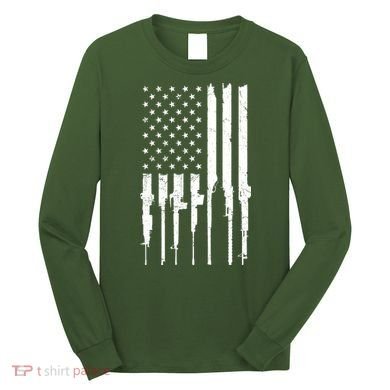 Rifle American Flag Long Sleeve Shirt