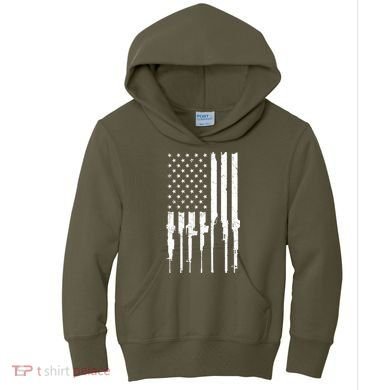 Rifle American Flag Kids Hoodie