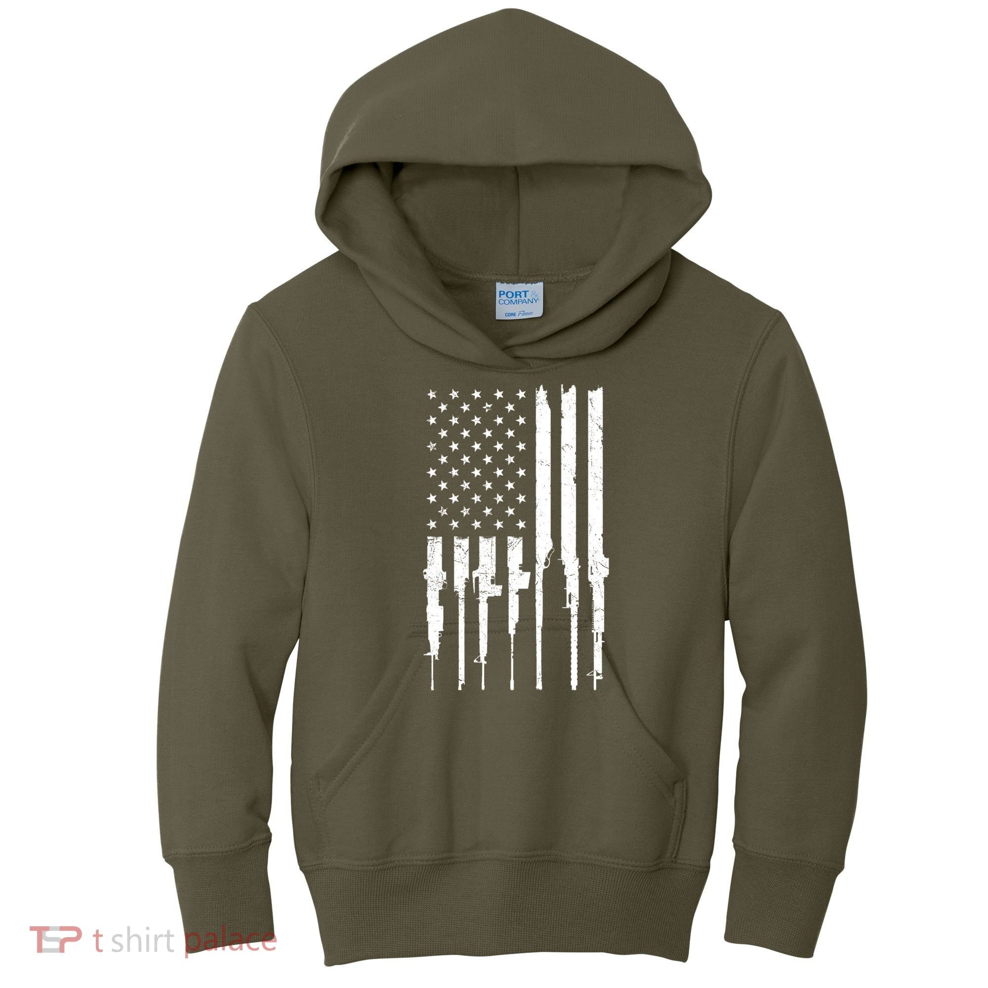 Rifle American Flag Kids Hoodie