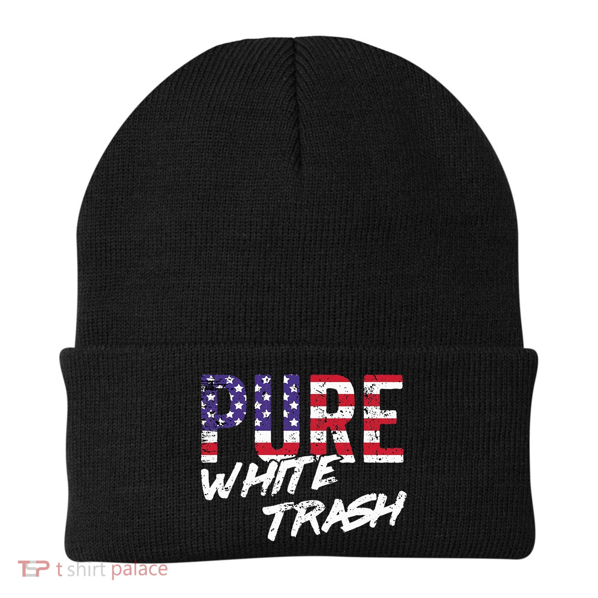 Redneck  American Flag Usa Pure White Trash Beanie