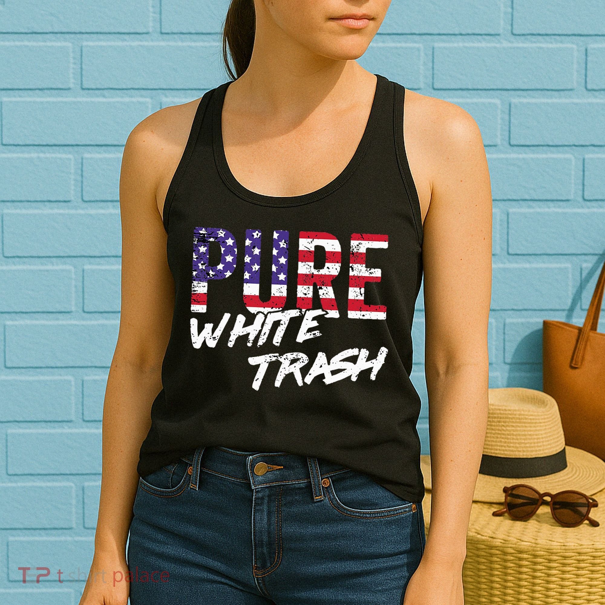 Redneck  American Flag Usa Pure White Trash Women's Tank Top
