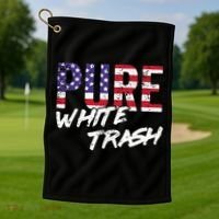 Redneck  American Flag Usa Pure White Trash Golf Towel thumb 1