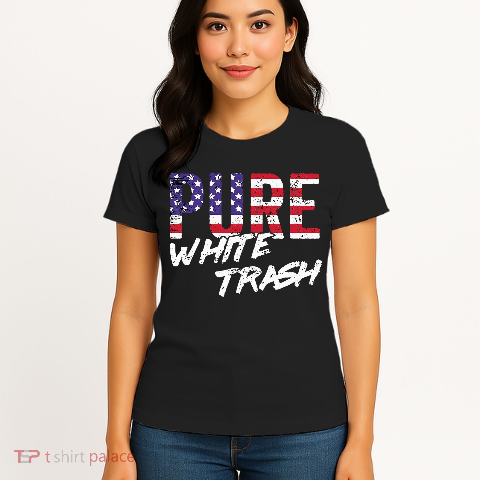 Redneck  American Flag Usa Pure White Trash Women's T-Shirt