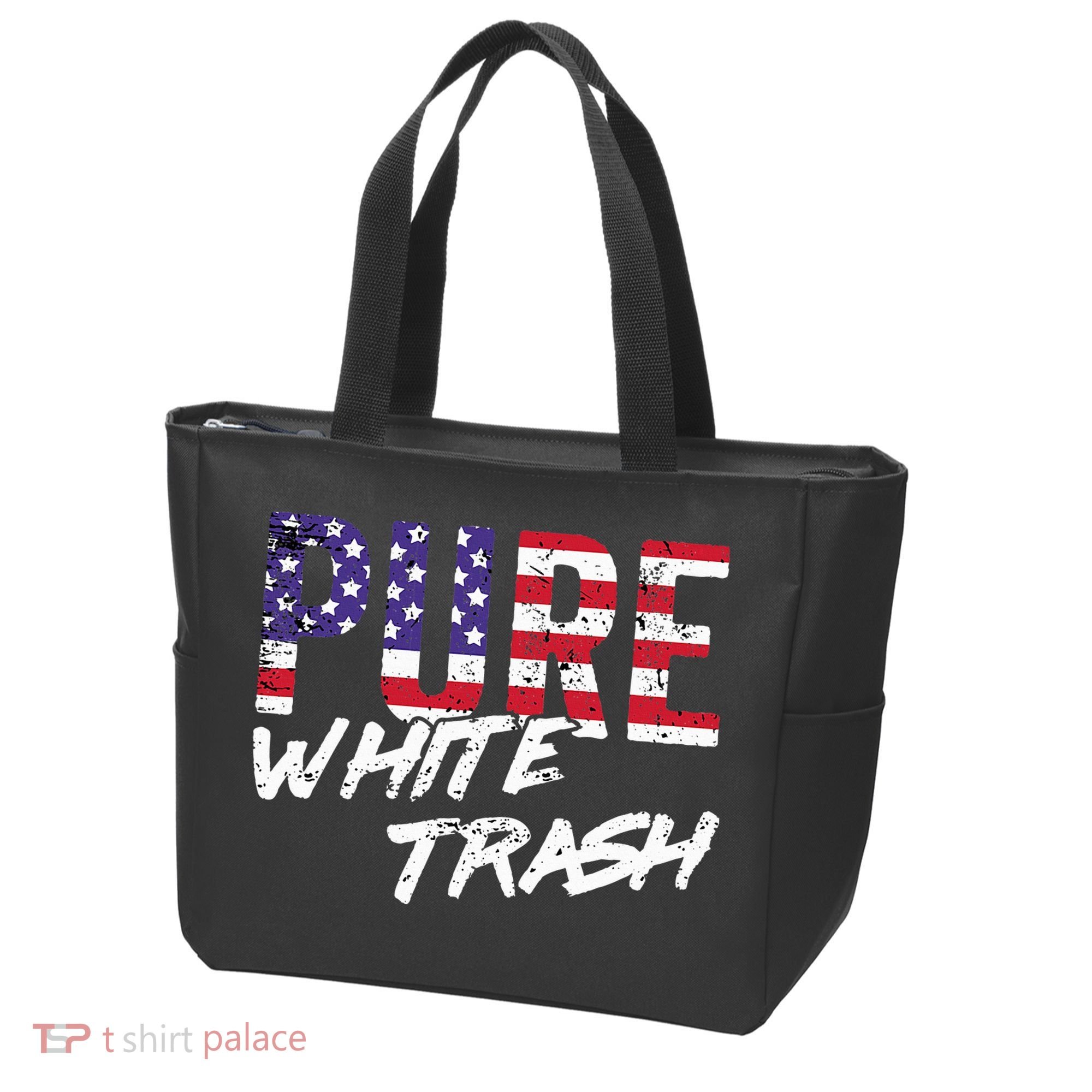 Redneck  American Flag Usa Pure White Trash Tote Bag