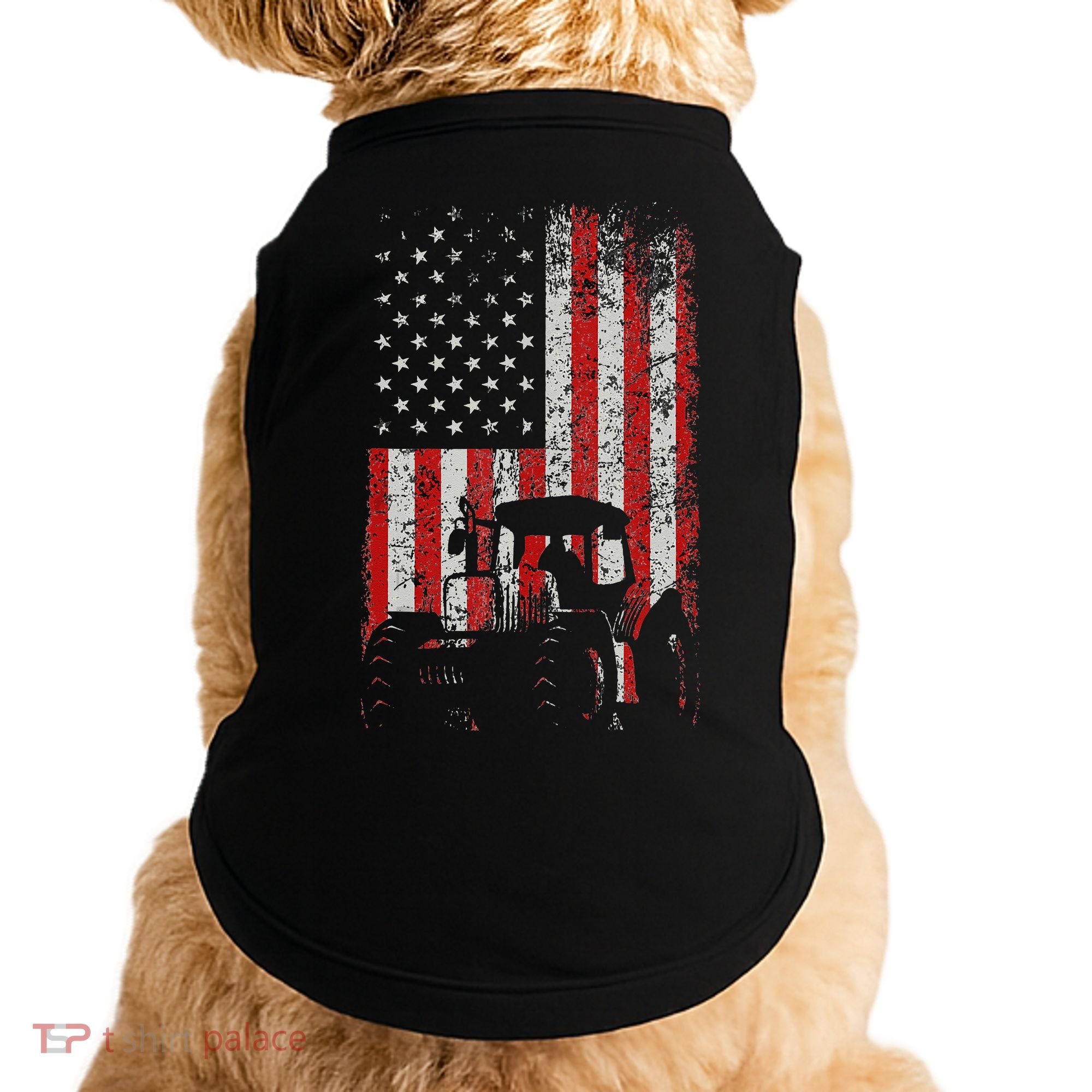 Retro American Flag Tractor Gift  Tractor Farm  Doggie Tank