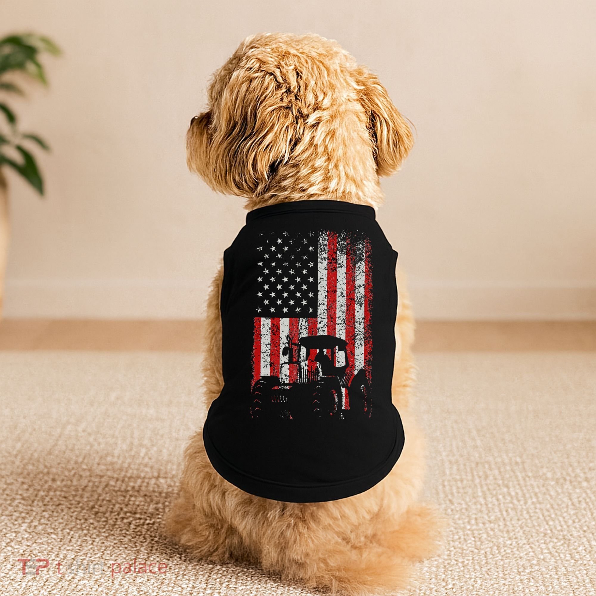 Retro American Flag Tractor Gift  Tractor Farm  Doggie Tank