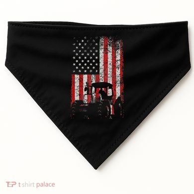 Retro American Flag Tractor Gift  Tractor Farm  USA-Made Doggie Bandana