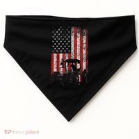 Retro American Flag Tractor Gift  Tractor Farm  USA-Made Doggie Bandana thumb 0