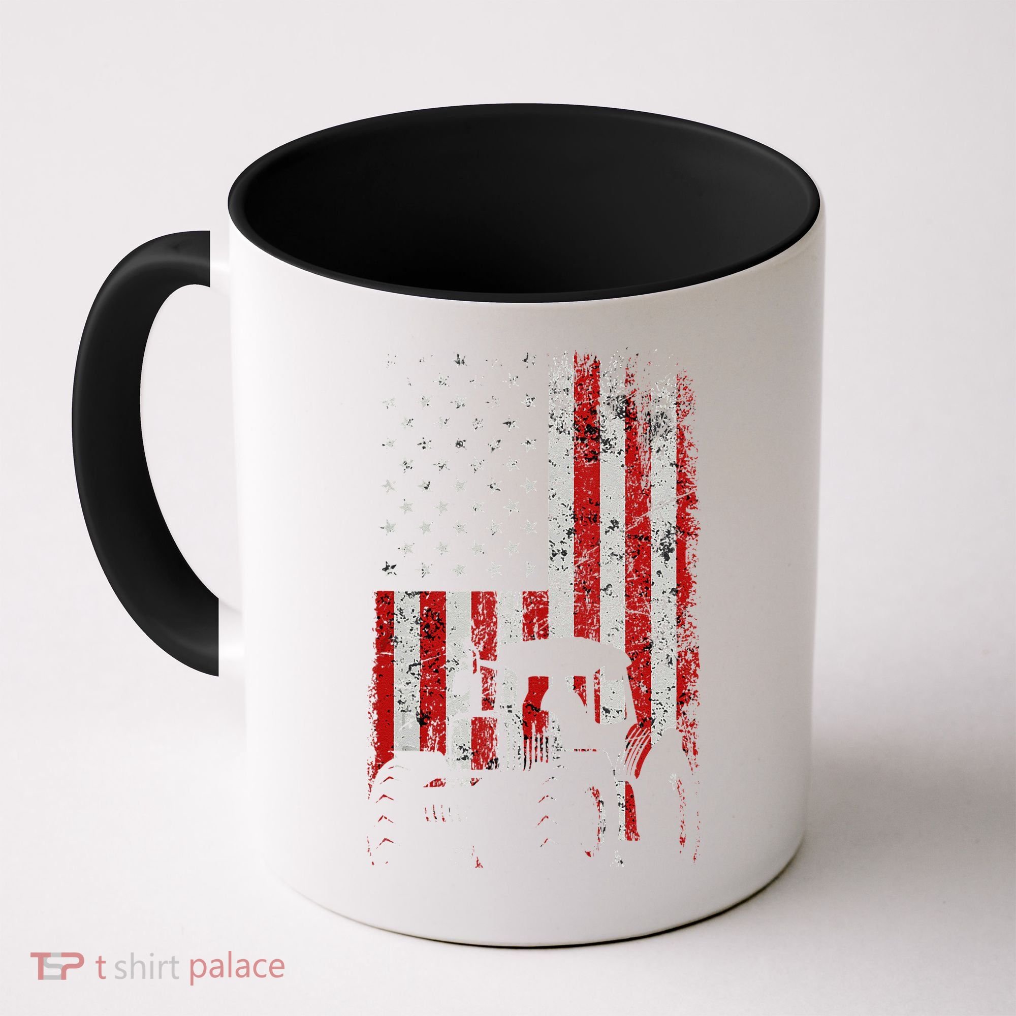 Retro American Flag Tractor Gift  Tractor Farm  Coffee Mug