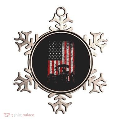 Retro American Flag Tractor Gift  Tractor Farm  Ornament