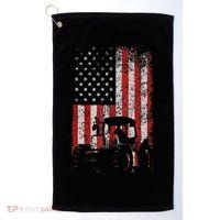 Retro American Flag Tractor Gift  Tractor Farm  Golf Towel thumb 0