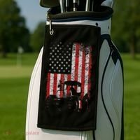 Retro American Flag Tractor Gift  Tractor Farm  Golf Towel thumb 2