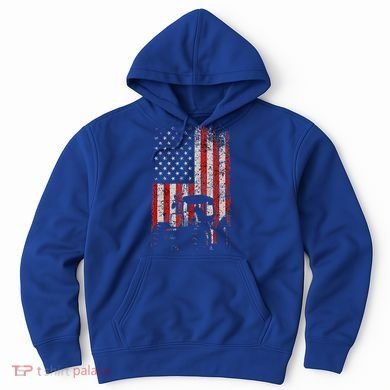 Retro American Flag Tractor Gift  Tractor Farm  Hoodie