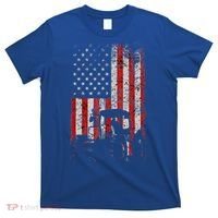 Retro American Flag Tractor Gift  Tractor Farm  T-Shirt thumb 0