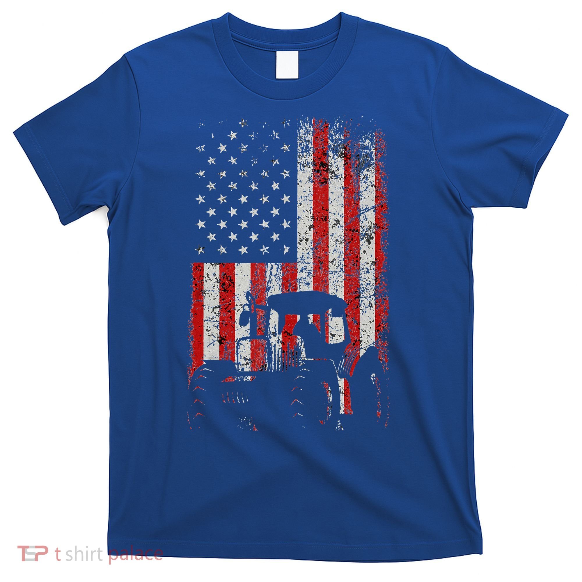 Retro American Flag Tractor Gift  Tractor Farm  T-Shirt