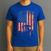 Retro American Flag Tractor Gift  Tractor Farm  T-Shirt thumb 3