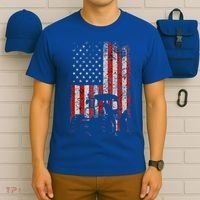 Retro American Flag Tractor Gift  Tractor Farm  T-Shirt thumb 6