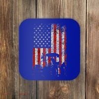 Retro American Flag Tractor Gift  Tractor Farm  Coaster thumb 0