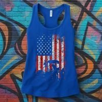 Retro American Flag Tractor Gift  Tractor Farm  Women's Tank Top thumb 3