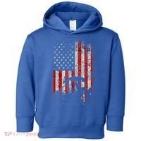 Retro American Flag Tractor Gift  Tractor Farm  Toddler Hoodie thumb 0