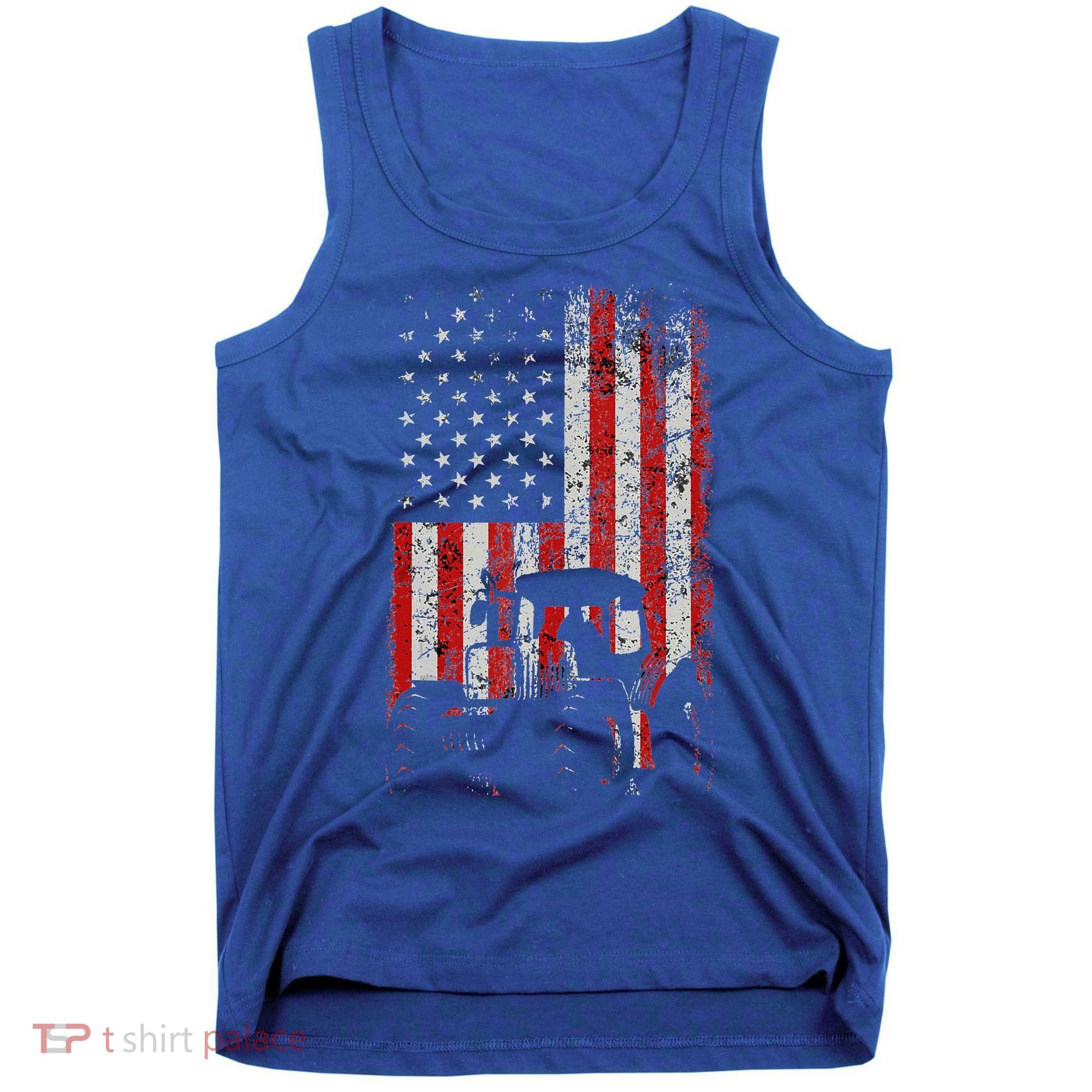 Retro American Flag Tractor Gift  Tractor Farm  Tank Top