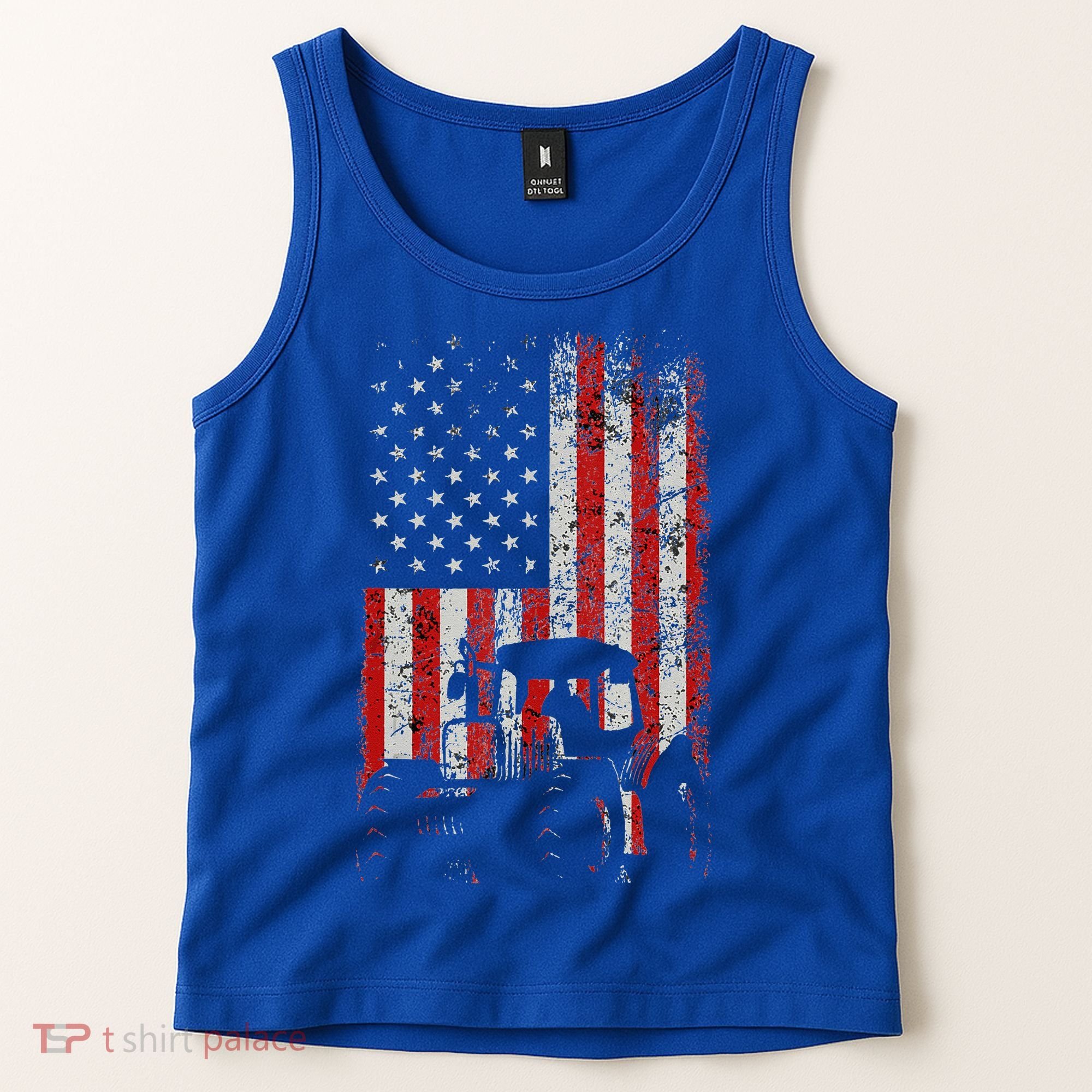 Retro American Flag Tractor Gift  Tractor Farm  Tank Top
