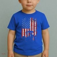 Retro American Flag Tractor Gift  Tractor Farm  Toddler T-Shirt thumb 2