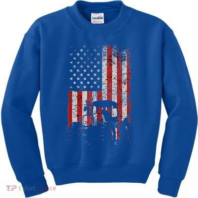 Retro American Flag Tractor Gift  Tractor Farm  Kids Sweatshirt