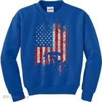 Retro American Flag Tractor Gift  Tractor Farm  Kids Sweatshirt thumb 0
