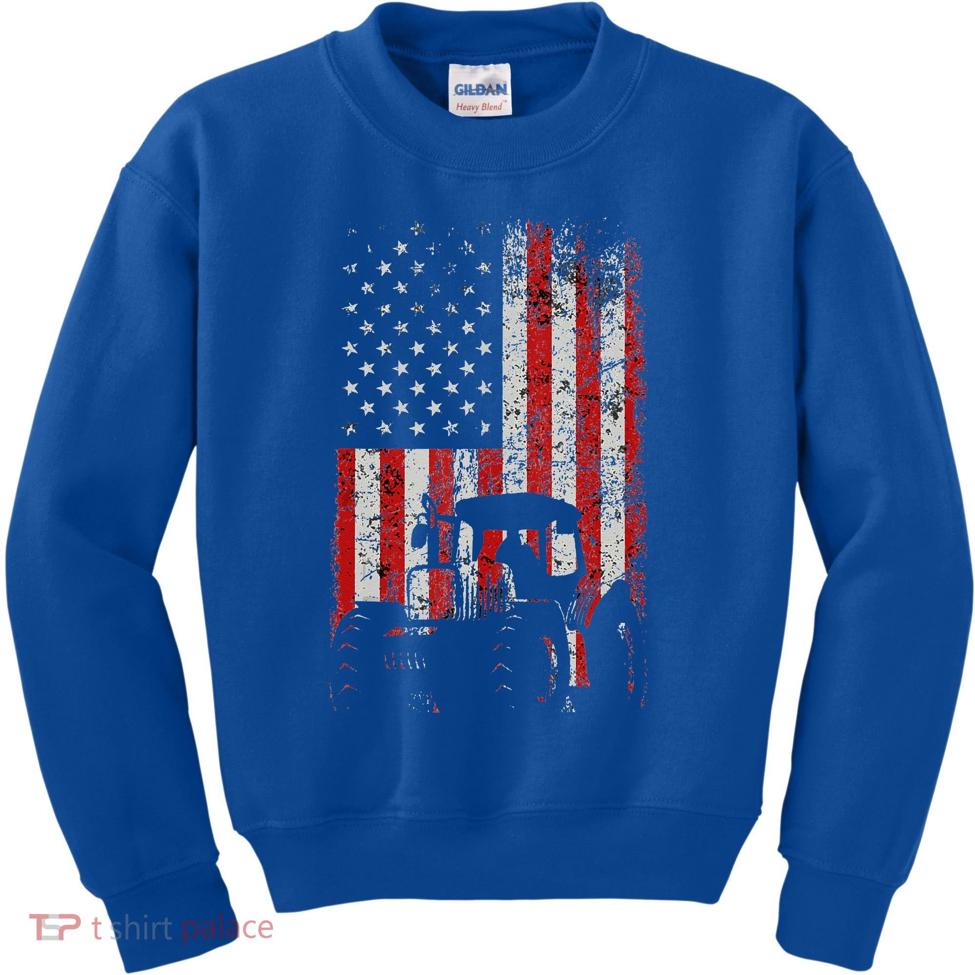 Retro American Flag Tractor Gift  Tractor Farm  Kids Sweatshirt