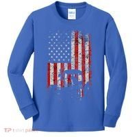 Retro American Flag Tractor Gift  Tractor Farm  Kids Long Sleeve Shirt thumb 0