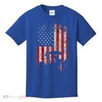 Retro American Flag Tractor Gift  Tractor Farm  Kids T-Shirt thumb 0