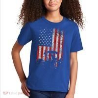 Retro American Flag Tractor Gift  Tractor Farm  Kids T-Shirt thumb 2