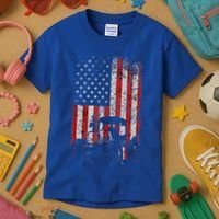 Retro American Flag Tractor Gift  Tractor Farm  Kids T-Shirt thumb 3