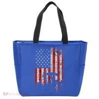 Retro American Flag Tractor Gift  Tractor Farm  Tote Bag thumb 0