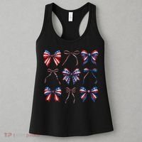Retro American Flag Coquette Bow Patriotic 4th July Girl Women's Tank Top thumb 3