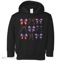 Retro American Flag Coquette Bow Patriotic 4th July Girl Toddler Hoodie thumb 0